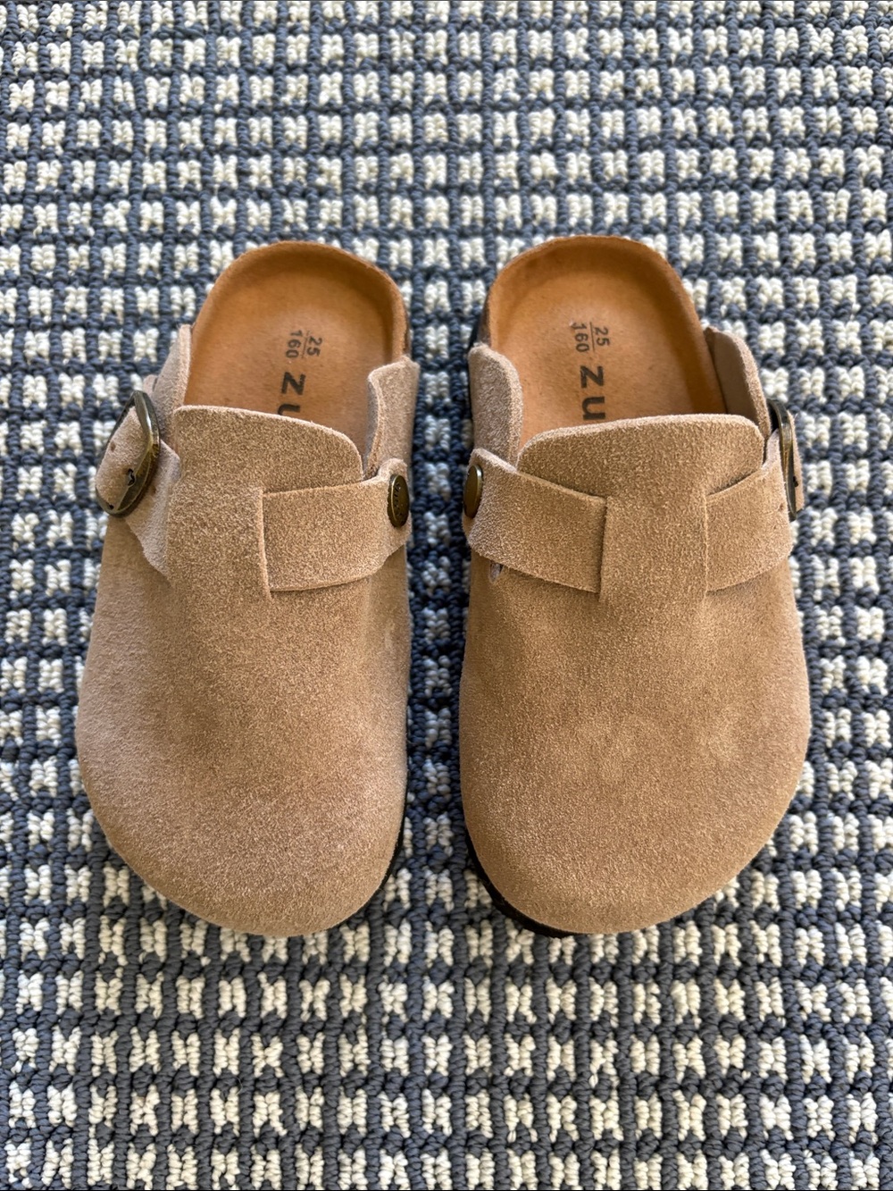 Kids Suede Slip-On Clogs in Light Brown